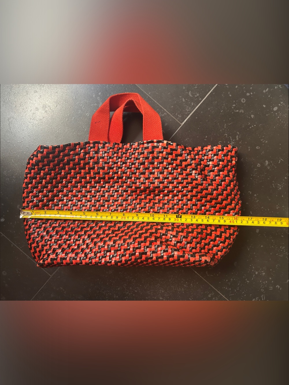 Clare V Bateau Red and Black Woven Tote